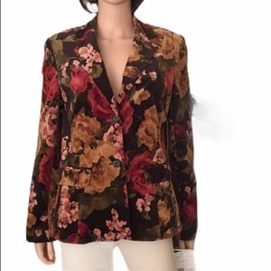 NWT Liz Claiborne Floral Velvet Blazer